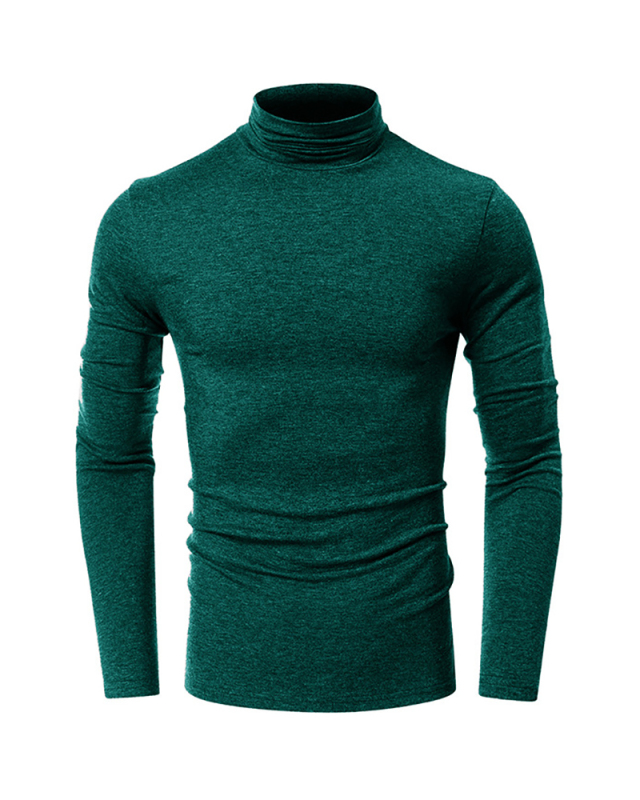 Men's Autumn Basic Solid Color Long Sleeve High Neck T-shirt S-2XL