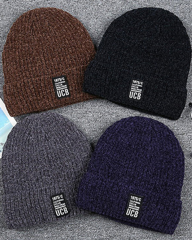 Men's Women Solid Color Warming Hot Trick Knit Hat Black Gray Brown Wine Red