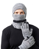 4PCS  Set Wholesale Unisex Beanie Hat Scarf Gloves Set