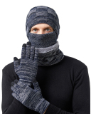 4PCS  Set Wholesale Unisex Beanie Hat Scarf Gloves Set