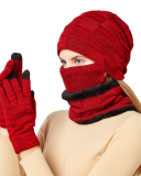 4PCS  Set Wholesale Unisex Beanie Hat Scarf Gloves Set