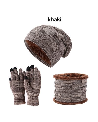 3PCS  Set Wholesale Unisex Beanie Hat Scarf Set