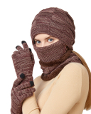 4PCS  Set Wholesale Unisex Beanie Hat Scarf Gloves Set