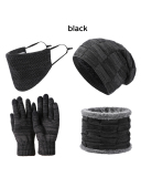 4PCS  Set Wholesale Unisex Beanie Hat Scarf Gloves Set