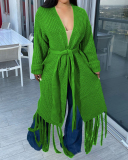 Oversize Tassel Sweater Cardigan Overcoat Long Sleeve Sweater Coat
