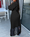 Oversize Tassel Sweater Cardigan Overcoat Long Sleeve Sweater Coat