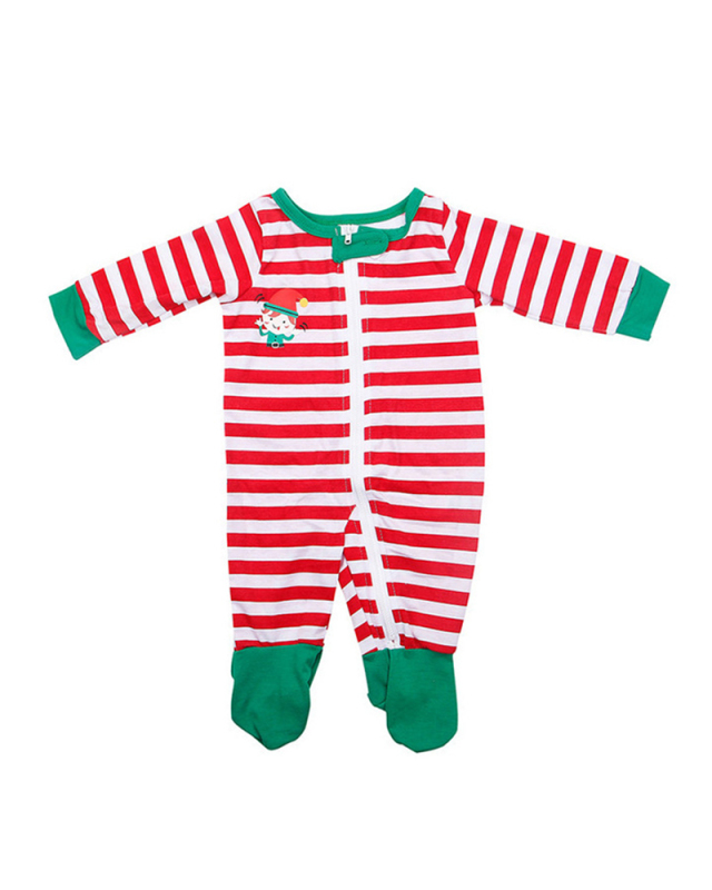 Cartoon Striped Christmas House Wear Familiar Two Piece Costume