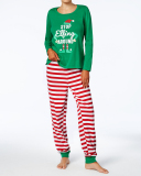 Cartoon Striped Christmas House Wear Familiar Two Piece Costume