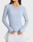 Women Long Sleeve O Neck Slim Breathable Sports Yoga Tops 4-12