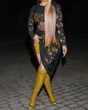 Women Long Sleeve Hollow Out Hoodies Casual Midi Dresses S-2XL
