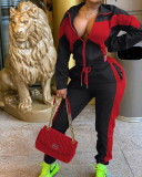 Long Sleeve Wholesale Women Colorblock Two Piece Pant Set