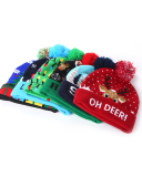 Led Light Popular Plush Printed Christmas Hat