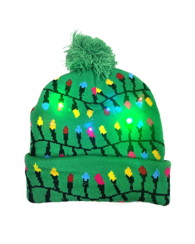 Led Light Popular Plush Printed Christmas Hat