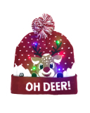 Led Light Popular Plush Printed Christmas Hat