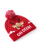 Led Light Popular Plush Printed Christmas Hat