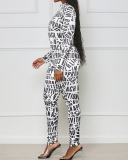 Women High Neck Long Sleeve Printed Slim Fashion Jumpsuits Orange Yellow White S-XL