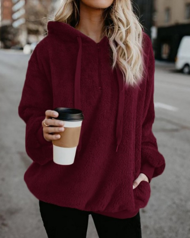 Women Long Sleeve Solid Color Hoodies Velvet Sweatshirts Army Green Royal Blue Light Gray Deep Gray Wine Red Black Brown Pink S-5XL