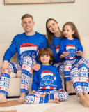 Snowflake Merry Christmas Home Wear Two Piece Sets Sleep Wear Blue