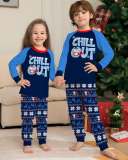 Chill Out Snowflake Printed Christmas Family Pajamas Blue