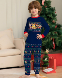 Blue Red Cute Carton Pritned Christmas Family Pajamas