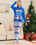 Snowflake Merry Christmas Home Wear Two Piece Sets Sleep Wear Blue