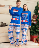 Snowflake Merry Christmas Home Wear Two Piece Sets Sleep Wear Blue