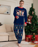 Blue Red Cute Carton Pritned Christmas Family Pajamas