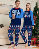 Chill Out Snowflake Printed Christmas Family Pajamas Blue
