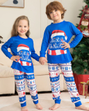 Snowflake Merry Christmas Home Wear Two Piece Sets Sleep Wear Blue