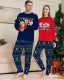 Blue Red Cute Carton Pritned Christmas Family Pajamas