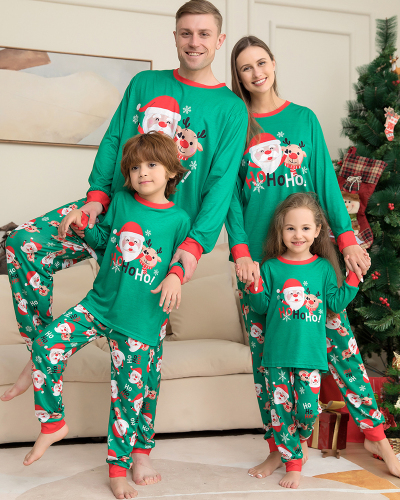 HOHOHO Christmas Santa Claus Printed Family Pajamas