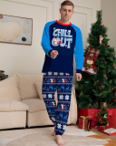 Chill Out Snowflake Printed Christmas Family Pajamas Blue