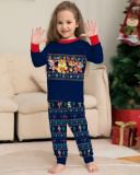 Blue Red Cute Carton Pritned Christmas Family Pajamas