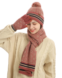 Winter Knitted Scarf Warm Wool Hat Scarf Gloves Three Pieces Warm Sets