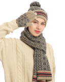 Winter Knitted Scarf Warm Wool Hat Scarf Gloves Three Pieces Warm Sets