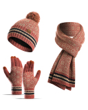 Winter Knitted Scarf Warm Wool Hat Scarf Gloves Three Pieces Warm Sets