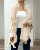 Women Winter Fur Shawls Wraps Over Size Coat Cardigan Tassel Jacket
