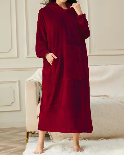 Velvet Sleep Dress Plus Length Plus Velvet Warm Home Wear