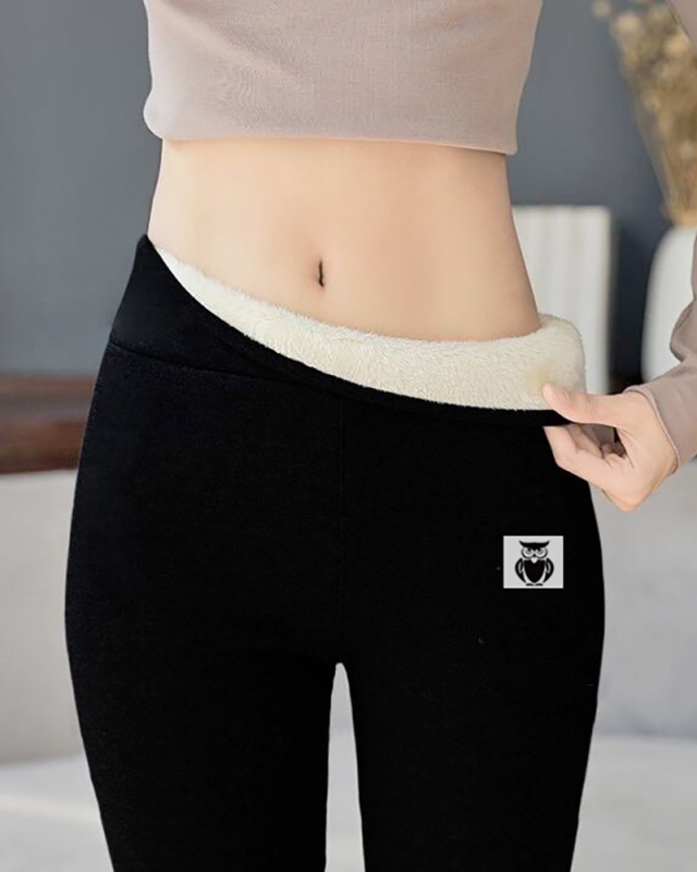 High Waist Cotton Fleece Legging Winter Warm Pants Black Gray S-4XL