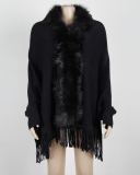 Women Winter Fur Shawls Wraps Over Size Coat Cardigan Tassel Jacket