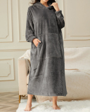 Velvet Sleep Dress Plus Length Plus Velvet Warm Home Wear