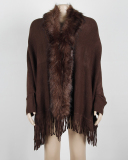 Women Winter Fur Shawls Wraps Over Size Coat Cardigan Tassel Jacket