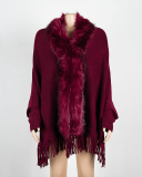 Women Winter Fur Shawls Wraps Over Size Coat Cardigan Tassel Jacket