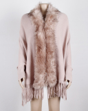 Women Winter Fur Shawls Wraps Over Size Coat Cardigan Tassel Jacket