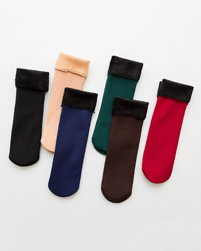 Fashion Solid Color Plus Velvet Fall Winter Socking