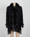 Women Winter Fur Shawls Wraps Over Size Coat Cardigan Tassel Jacket