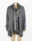 Women Winter Fur Shawls Wraps Over Size Coat Cardigan Tassel Jacket
