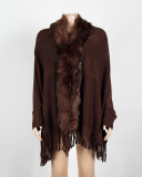 Women Winter Fur Shawls Wraps Over Size Coat Cardigan Tassel Jacket