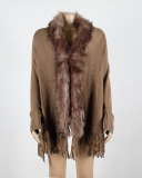Women Winter Fur Shawls Wraps Over Size Coat Cardigan Tassel Jacket