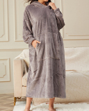 Velvet Sleep Dress Plus Length Plus Velvet Warm Home Wear